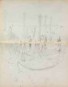 Italiaans Schetsboek: Venetiaanse Havenzicht pagina 37 & 38 door Maurice Brazil Prendergast