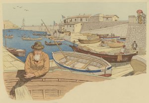 Typische schipper in de haven van Nice, Frankrijk door Maurice Charles Mathieu Bonvoisin