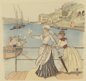 Monte Carlo, afscheid van de vissers door Maurice Charles Mathieu Bonvoisin