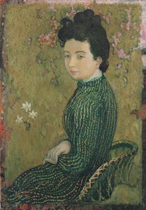 Eva Meurier in een groene jurk, 1891 door Maurice Denis