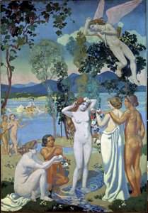Het verhaal van Psyche (Paneel 1: Eros getroffen door de schoonheid van Psyche) door Maurice Denis