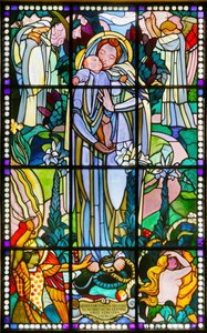 Maurice Denis museum, Saint Germain en Laye, Frankrijk, Maurice Denis, Maagd en kind glas-in-lood (glas-in-lood)