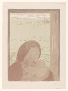 Moeder met baby voor een venster