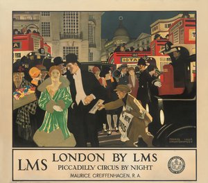Londen door LMS, Piccadilly Circus bij Nacht