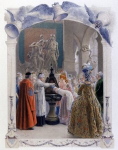 Doopscène van een edelman uit de 18e eeuw, ca. 1900 (illustratie) door Maurice Leloir