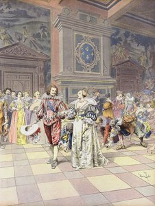 George Villiers, 1e hertog van Buckingham aan het hof in Frankrijk door Maurice Leloir