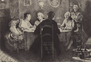 Illustratie voor Boek VIII van Les Confessions de Jean-Jacques Rousseau door Maurice Leloir