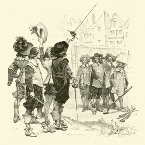 Illustratie voor De Drie Musketiers door Maurice Leloir