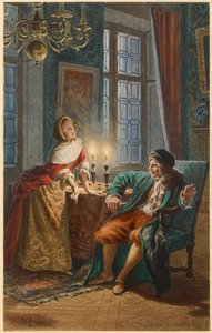 Moliere en Madeleine Bejart (illustratie) door Maurice Leloir