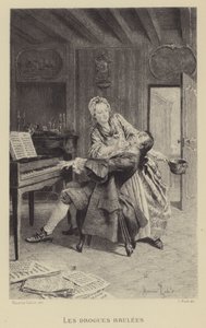 De verbrande drugs (gravure) door Maurice Leloir