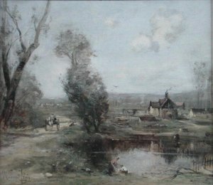 Een pad langs een rivier in Noord-Frankrijk door Maurice Levis