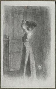 Modieuze vrouw, ca. 1900 door Maurice Louis Henri Neumont