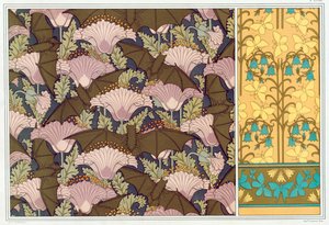 Ontwerpen voor een wandkleed met Vleermuizen en Klaprozen, uitgegeven 1897