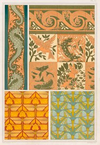 Ontwerpen voor behangranden en keramische tegels, pub. 1897
