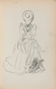 Italiaans schetsboek: Zittende vrouw (pagina 114) door Maurice Prendergast