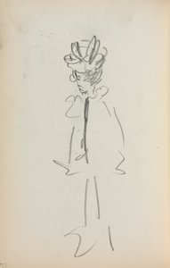 Italiaans schetsboek: Staande vrouw 3/4 aanzicht (pagina 126) door Maurice Prendergast