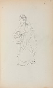 Italiaans schetsboek: Staande vrouw met tas (pagina 56) door Maurice Prendergast