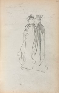 Italiaans schetsboek: Twee staande vrouwen (pagina 4) door Maurice Prendergast