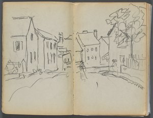 Schetsboek - Het Granite Shore Hotel, Rockport, pagina 004  5: Straatbeeld