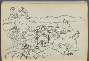 Schetsboek - Het Granite Shore Hotel, Rockport, pagina 096: Picknickers