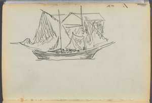 Schetsboek - The Granite Shore Hotel, Rockport, pagina 098: Zeilboot door Maurice Prendergast