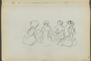 Schetsboek - The Granite Shore Hotel, Rockport, pagina 099: Zittende vrouwenfiguren door Maurice Prendergast