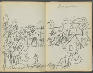 Schetsboek - The Granite Shore Hotel, Rockport, pagina 144  145: "Lanesville".