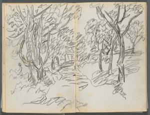 Schetsboek, The Dells, nr. 127, pagina 064  65: Landschap door Maurice Prendergast