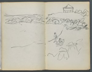 Schetsboek, The Dells, nr. 127, pagina 130  131: Kustgezicht