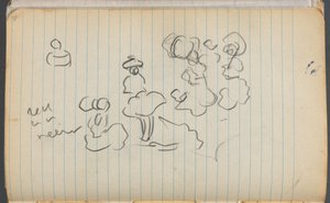 Schetsboek, pagina 076: Figuren met aantekeningen
