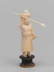 Zwarte pion, schaakstuk, India, circa 1820