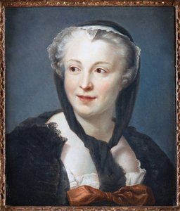 Portret van de romanschrijfster Francoise de Graffigny door Maurice Quentin de La Tour
