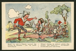 Ansichtkaart, Satirisch in Kleuren door Maurice Radiguet