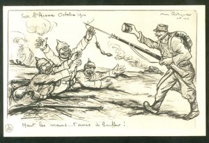 Ansichtkaart, Satirisch in Z & W door Maurice Radiguet