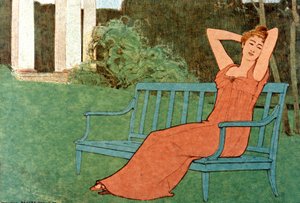 Vrouw in een tuin door Maurice Realier Dumas