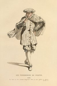Kostuum voor de rol van Scapin, c.1868 (gravure) door Maurice Sand
