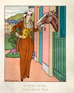 De favoriete pony. Parijse mode: Stijlvolle kleermaker door Charles Frederic Worth (1825-1895) door Maurice Taquoy