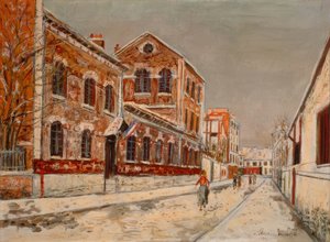 Een school in de buitenwijk (Ecole en banlieu) door Maurice Utrillo