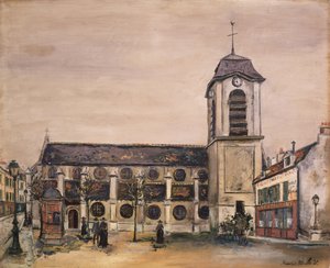 Kerk (olieverf op doek) door Maurice Utrillo