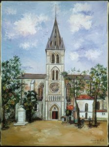 Sint-Pieterskerk, Orthez, Pyreneeën door Maurice Utrillo