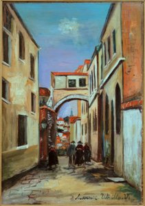 Straat in Villefranche door Maurice Utrillo