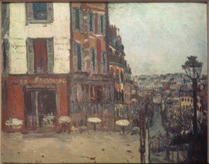 Terras in de Rue Muller door Maurice Utrillo