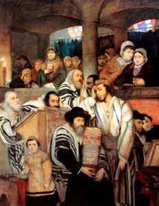 Joden bidden in de synagoge op Yom Kipoer, 1878 door Maurycy Gottlieb