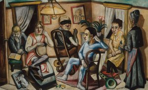 Voor het gemaskerde bal door Max Beckmann