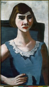 Portret van Quappi in blauw door Max Beckmann