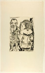Kleedkamer, plaat twee uit Jahrmarkt door Max Beckmann