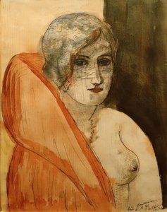 Vrouw in Bont door Max Beckmann