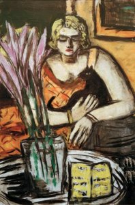 Vrouw met kat door Max Beckmann