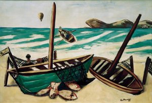 Kustlandschap met ballon door Max Beckmann