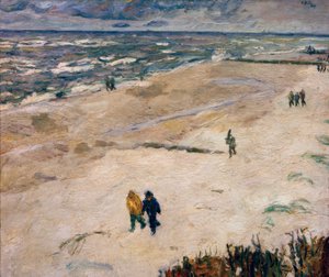 Mensen na het Werk aan Zee (Aan het Strand van Wangerooge) door Max Beckmann